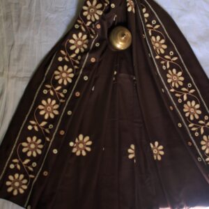 Embroidery & Glasswork in Black Woolen Shawl