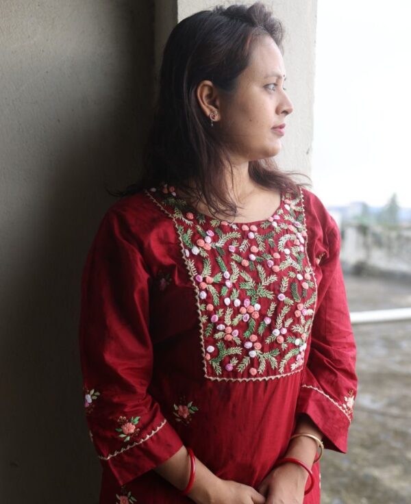 Embroidery work in cotton kurti